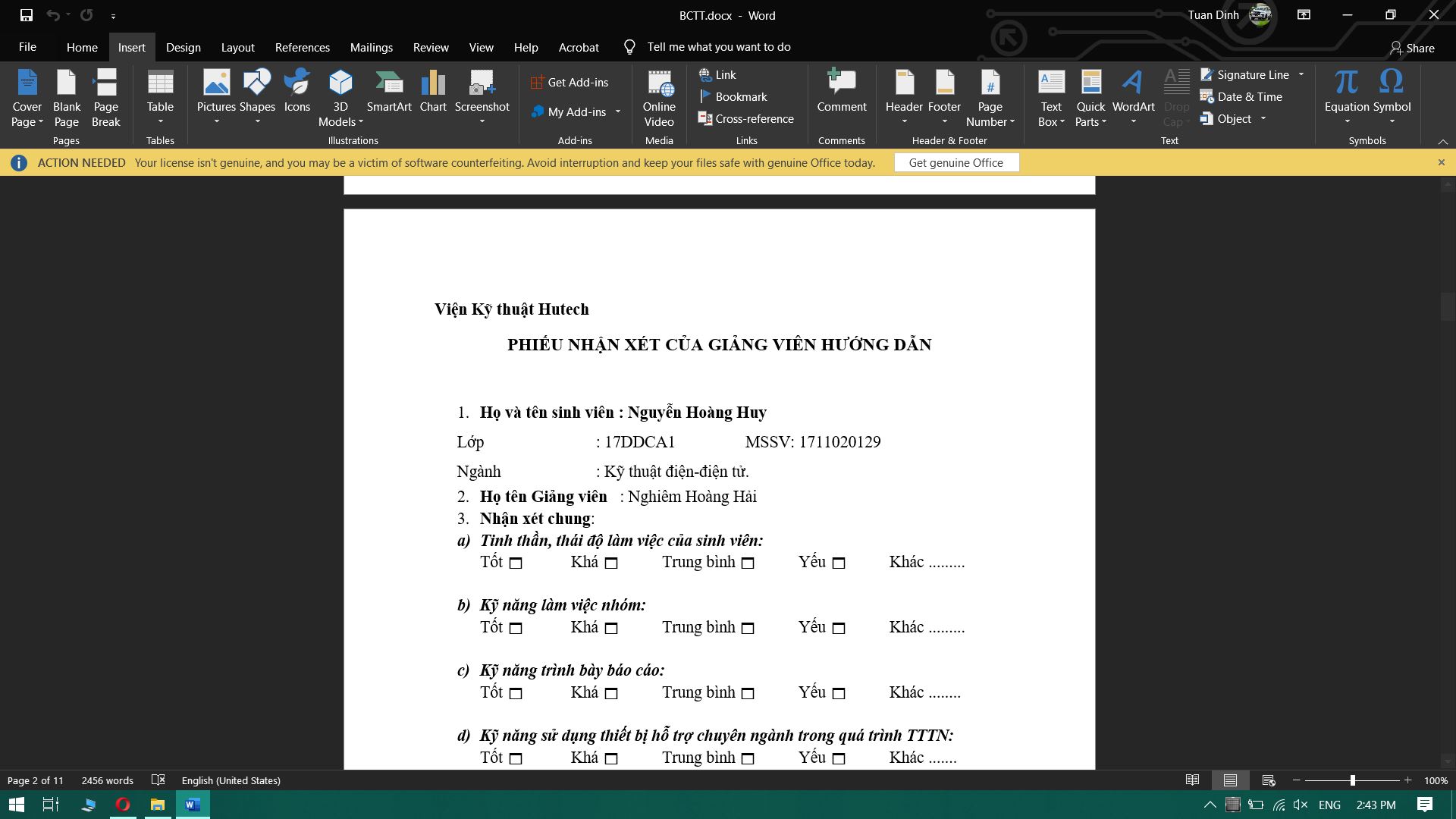 Office bị lỗi your lincense isnt genuine mặc dù kiểm tra phần active thì đã activated