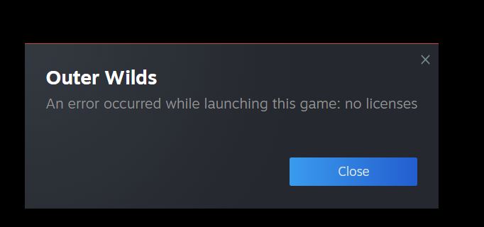 Lỗi không có licenses của game outer wilds