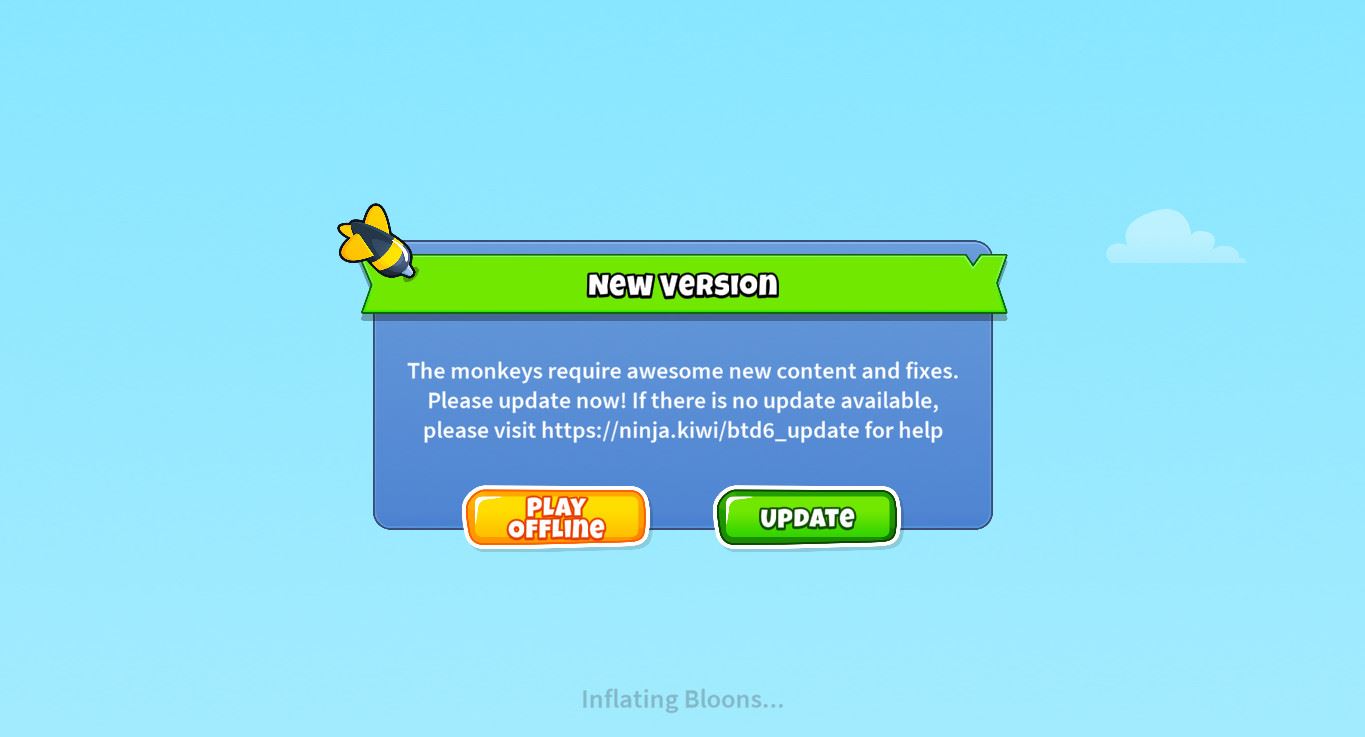 Bloons TD 6 yêu cầu update