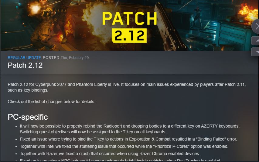 [Request Update] Cyberpunk2077 Patch 2.12