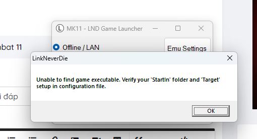 Lỗi Unble to find game Mortal Kombat 11