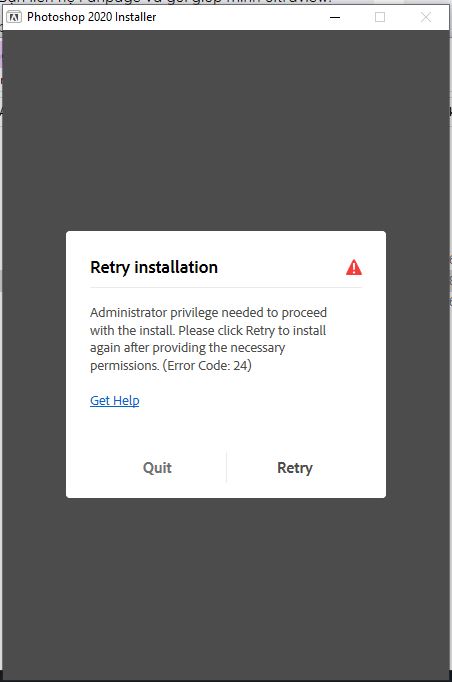 Lỗi chạy setup Photoshop các phiên bản 