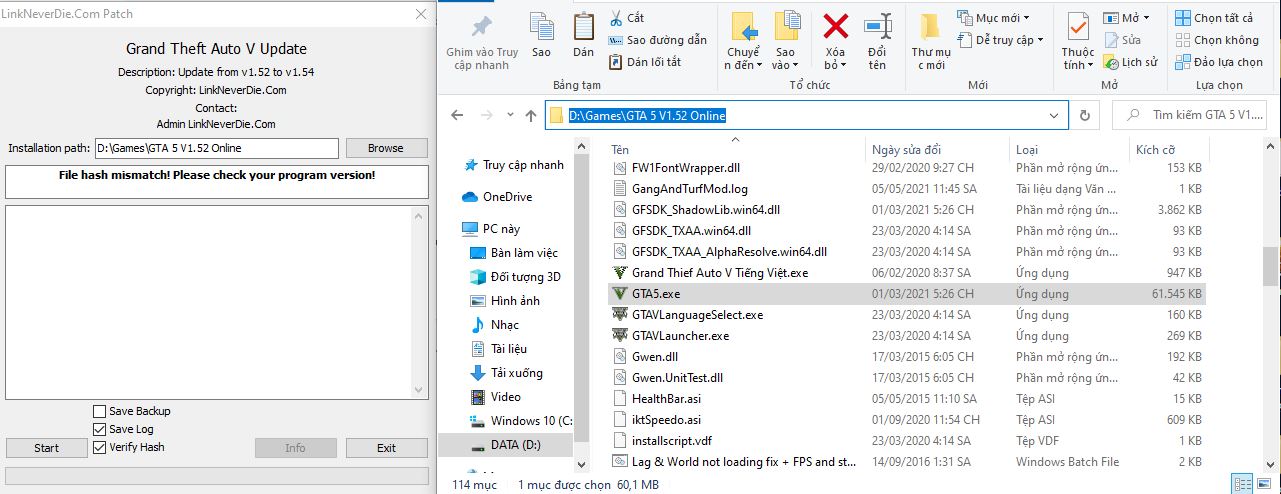 không update được gta 5 từ 1.52 lên 1.54