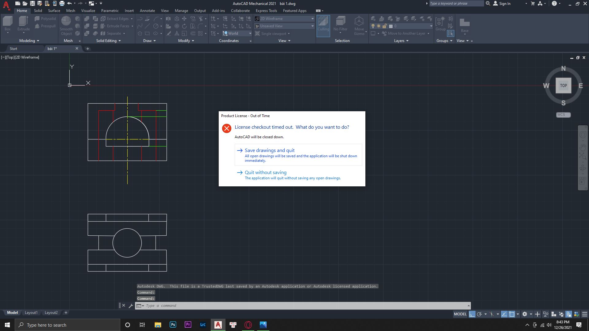 em bị lỗi license timed out autocad 2021. Em đang dùng hết sức bình thường và đã cr@ck đúng 