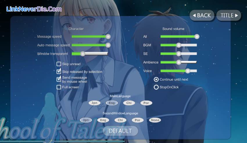 Hình ảnh trong game School of Talent: SUZU-ROUTE (screenshot)