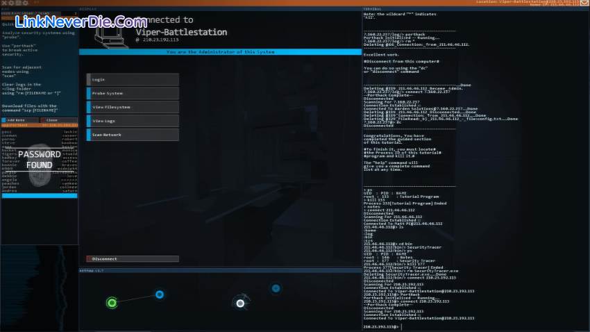 Hình ảnh trong game Hacknet (screenshot)